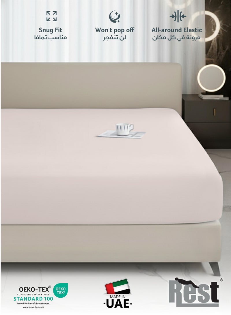 REST Fitted Bedsheet 160x200+30cm Breathable Plush Ivory Fabric with Deep Pockets Machine Washable for Optimal Protection - Image 3